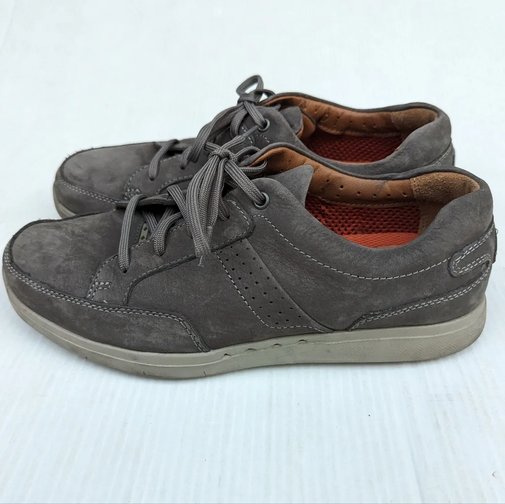 CLARKS 1825 mens gray leather oxford loafers business casual shoes